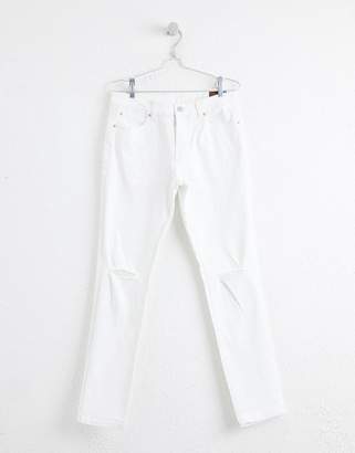 ASOS DESIGN skinny jeans in white with knee rips