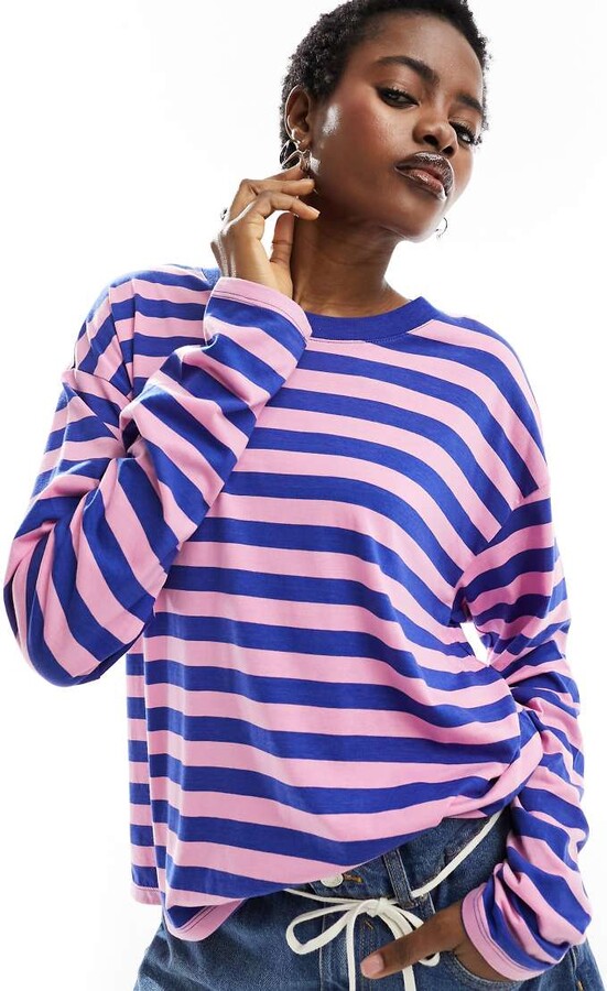 Purple Monki Striped Jumper Monki Womens Knit Sweater Jumper Size