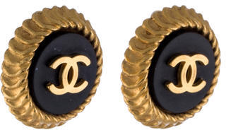 Chanel CC Button Earrings
