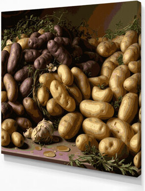 Hokku Designs Vegetables Potato Fingerling Brown Canvas Wall Art