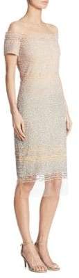 Pamella Roland Sequin Off-The-Shoulder Embellished Dress
