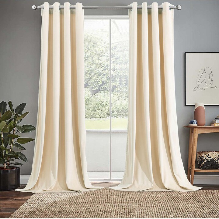 Egyptian Linens Heavyweight Velvet Grommet Curtain Panels (Set of 2), 52" W x 84" L