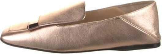 Sergio Rossi Leather Loafers Neutrals Square-Toes Includes Box & Dust Bag Unfortunately due to restrictions this item may not be eligible for shipping in all areas.