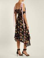 Thumbnail for your product : Preen Line Dehebra Ruched Floral Print Georgette Dress - Womens - Black Print