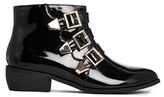 Thumbnail for your product : London Rebel Black Patent Three Buckle Detail Flat Boot - Black patent