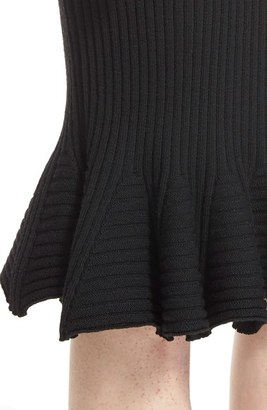 Lanvin Women's Flutter Hem Rib Knit Wool Skirt