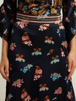 Thumbnail for your product : Peter Pilotto Fig-print Silk Maxi Skirt - Blue
