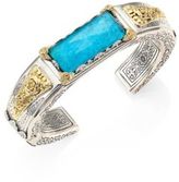 Thumbnail for your product : Konstantino Iliada Chrysocolla, Quartz Doublet, 18K Yellow Gold & Sterling Silver Cuff Bracelet