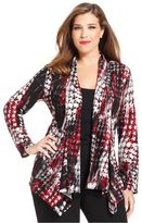 Thumbnail for your product : Kasper Plus Size Printed Open-Front Cardigan