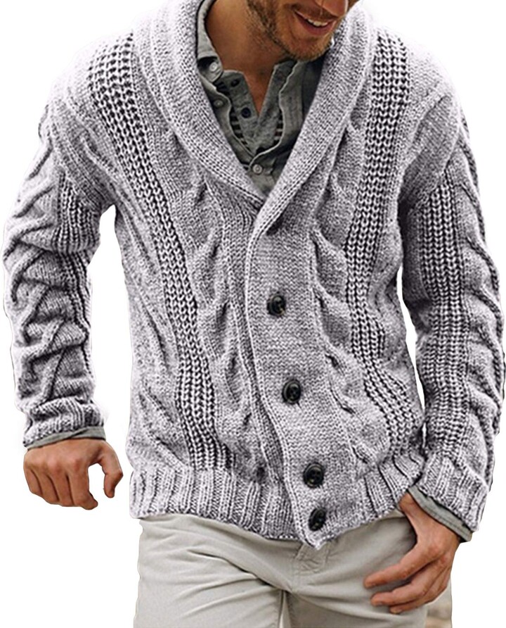 thick knit cardigan mens