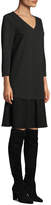 Thumbnail for your product : Larsa V-Neck Long-Sleeve Punto Milano Dress w/ Crepe Combo