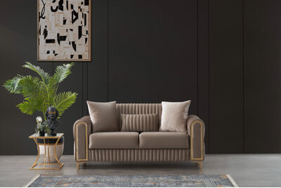 Latitude Run Melody Modern Contemporary Velvet Fabric Upholstered Sleeper Convertible Loveseat Made With Wood & Iron