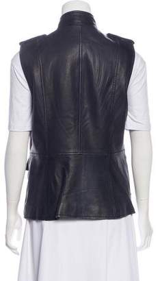Tory Burch Leather Button-Up Vest