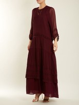 Thumbnail for your product : Jupe By Jackie Vesuvius Embroidered Silk-chiffon Dress - Burgundy Multi
