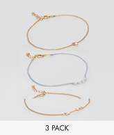 Thumbnail for your product : ASOS Pack of 3 Pearl and Arrow Charm Anklets