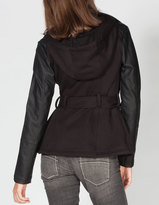 Thumbnail for your product : Full Tilt Womens Faux Leather Sleeve Trench Coat