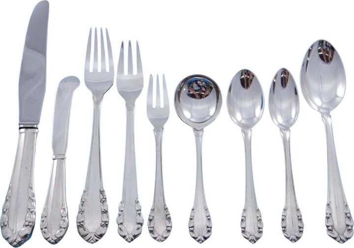 Georg Jensen Lily Of The Valley By Sterling Silver Flatware Set Service 82 Pcs
