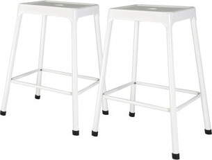 George Oliver Counter Stool Metal White Powder Coating Set Of 2