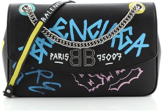 Balenciaga BB Graffiti Chain Shoulder Bag Leather Medium - ShopStyle