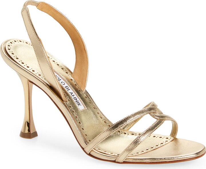 gold slingbacks
