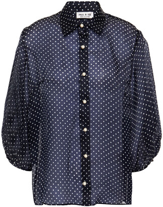 navy polka dot blouse uk