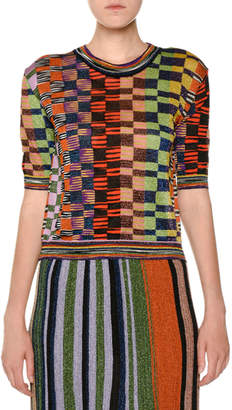 Missoni Crewneck Short-Sleeve Multicolor Knit Top
