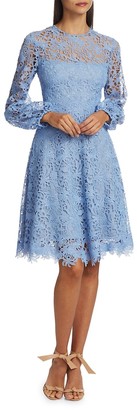 Lela Rose Guipure Lace Fit-&-Flare Dress