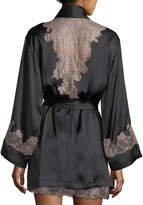 Thumbnail for your product : Josie Natori Lolita Lace-Trim Silk Short Robe