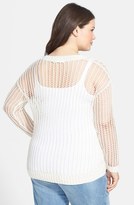 Thumbnail for your product : Vince Camuto Metallic Cotton V-Neck Sweater (Plus Size)