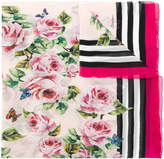Thumbnail for your product : Dolce & Gabbana floral and stripe print scarf
