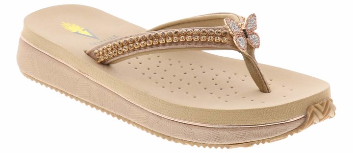 gold thong wedge sandals