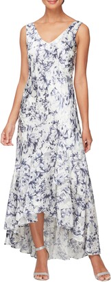 Alex Evenings Floral Print Chiffon Gown with Jacket