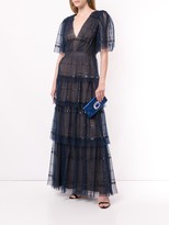 Thumbnail for your product : Tadashi Shoji Cape Sleeves Pleated Tulle Dress