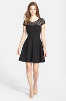 Thumbnail for your product : Nordstrom FELICITY & COCO Lace Yoke Fit & Flare Ponte Dress Exclusive) (Petite)