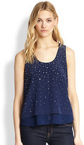 Thumbnail for your product : Rebecca Taylor Silk Rhinestone-Studded Tank
