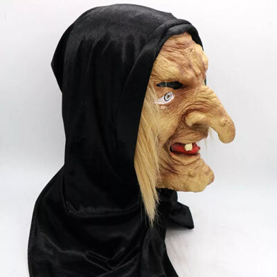 Halloween Scary Witch Mask Nun Scarf Old Woman Full Head Latex Cosplay Mask