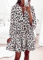 Thumbnail for your product : CORAFRITZ Womens Casual V-Neck Long Sleeve Tunic Dress Ruffle Swing Shift Mini Dresses Maternity Dress Size 16