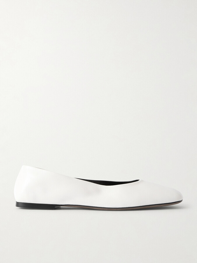 The Row Leather Ballet Flats - Neutrals