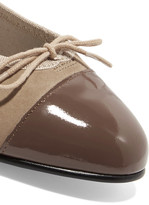 Thumbnail for your product : French Sole Patent Leather-Paneled Suede Ballet Flats