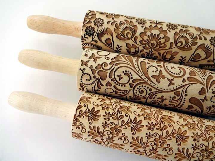3 Any Pattern Rolling Pin Set. Lazer Engraved Embossing Rolling Pins For Homemade Cookies. Pottery. Gift Mother, Grandmother