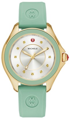 Michele Cape Honey Topaz, Goldtone Stainless Steel & Silicone Strap Watch