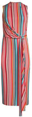 Alice + Olivia Delora Sleeveless Tie Waist Stripe Dress
