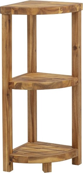 eHemco eHemco3TierSolidHardwoodBathroomCornerShelf,NaturalOiledFinish