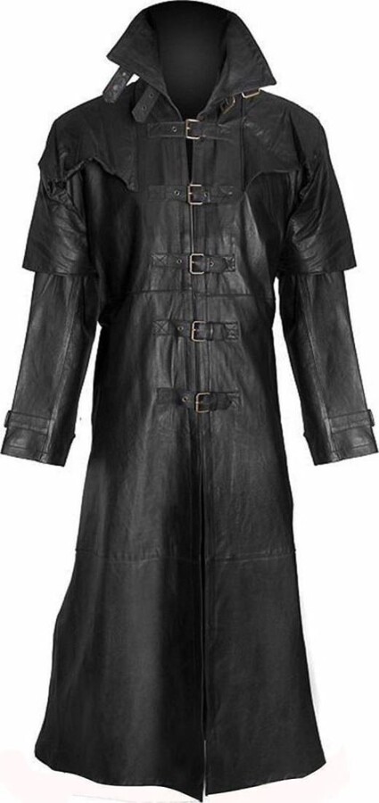Clara Leather Jackets Men's Long Leather Trench Coat Steampunk Gothic ...