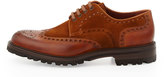 Thumbnail for your product : Bergdorf Goodman Hand-Antiqued Suede/Leather Lug-Sole Lace-Up