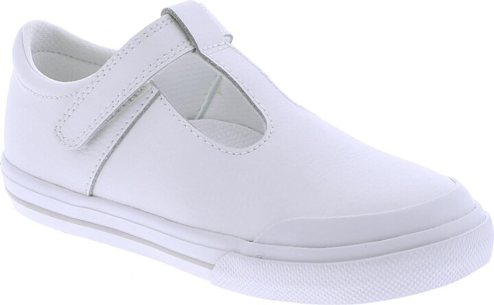 FootMates Kids Womens Drew-Leather (Infant/Toddler/Little Kid) White Leather/Gray