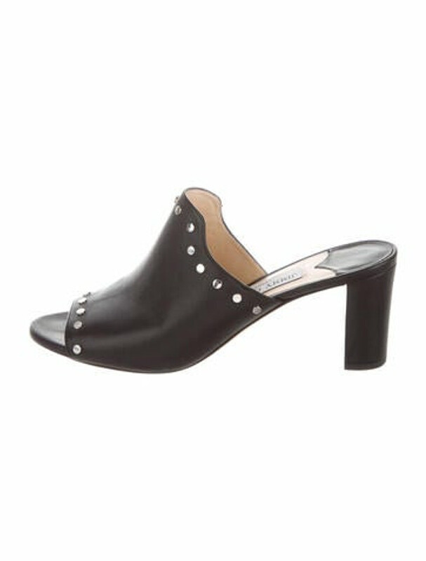 Jimmy Choo Leather Studded Accents Slides Black - ShopStyle Sandals
