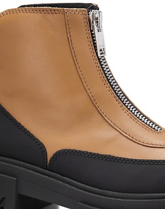 Ganni Lug-Sole Leather Combat Boots