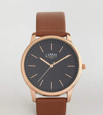 Limit Tan Faux Leather Watch With Stripe Dial Exclusive To ASOS