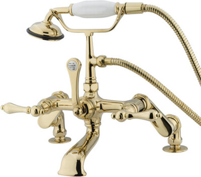 Elements of Design Hot Springs Triple Handle Deck Mounted Clawfoot Tub Faucet with Handshower